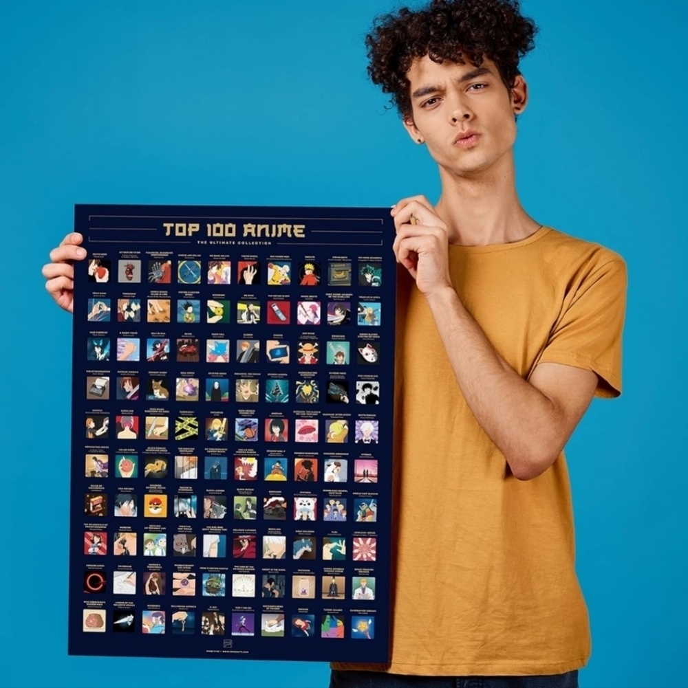 Top 100 Anime Scratch-Off Poster - Enno Vatti Top Animes of All Time- Wall Art - Picture 5 of 6